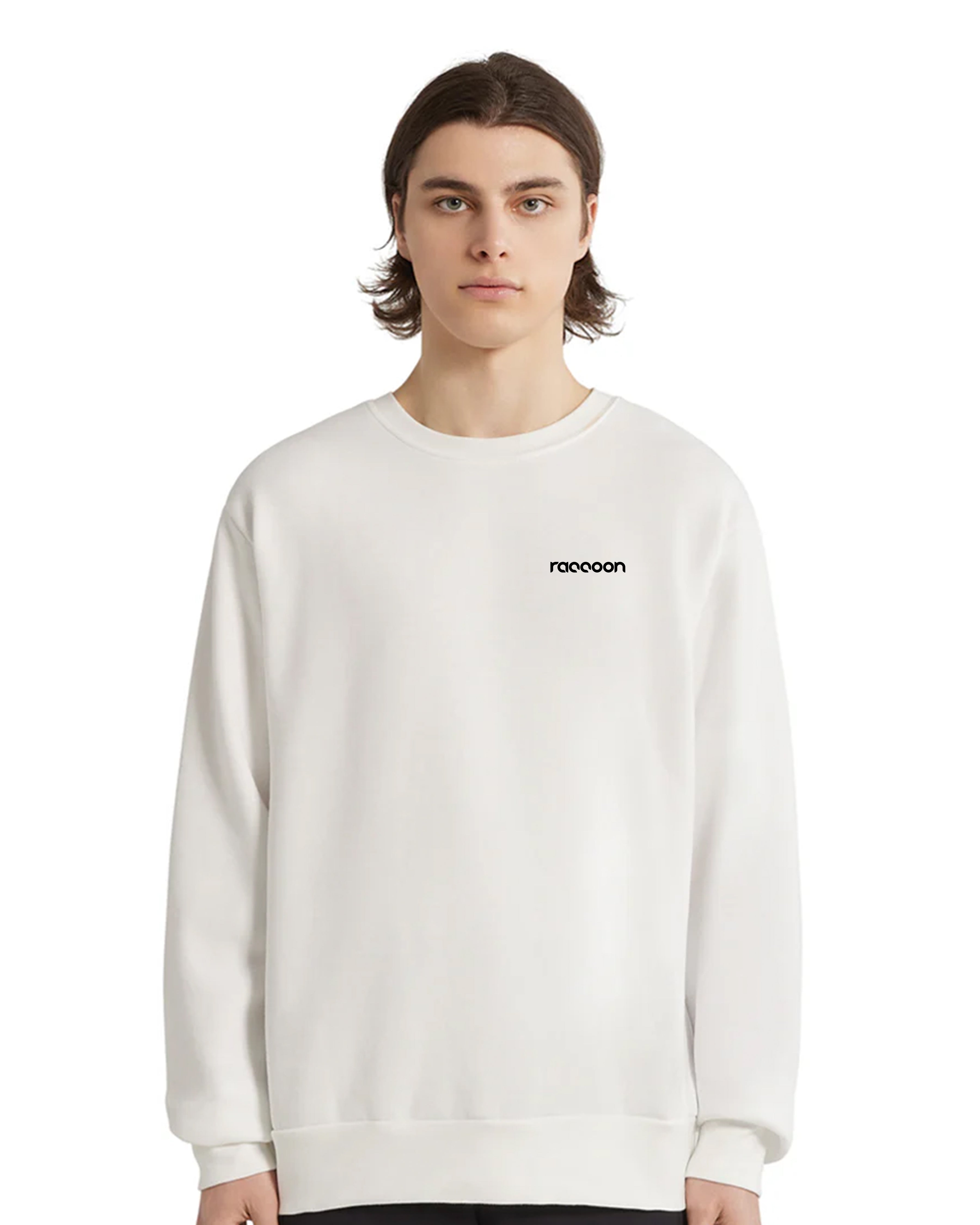 Crewneck Raccoon - White Skier