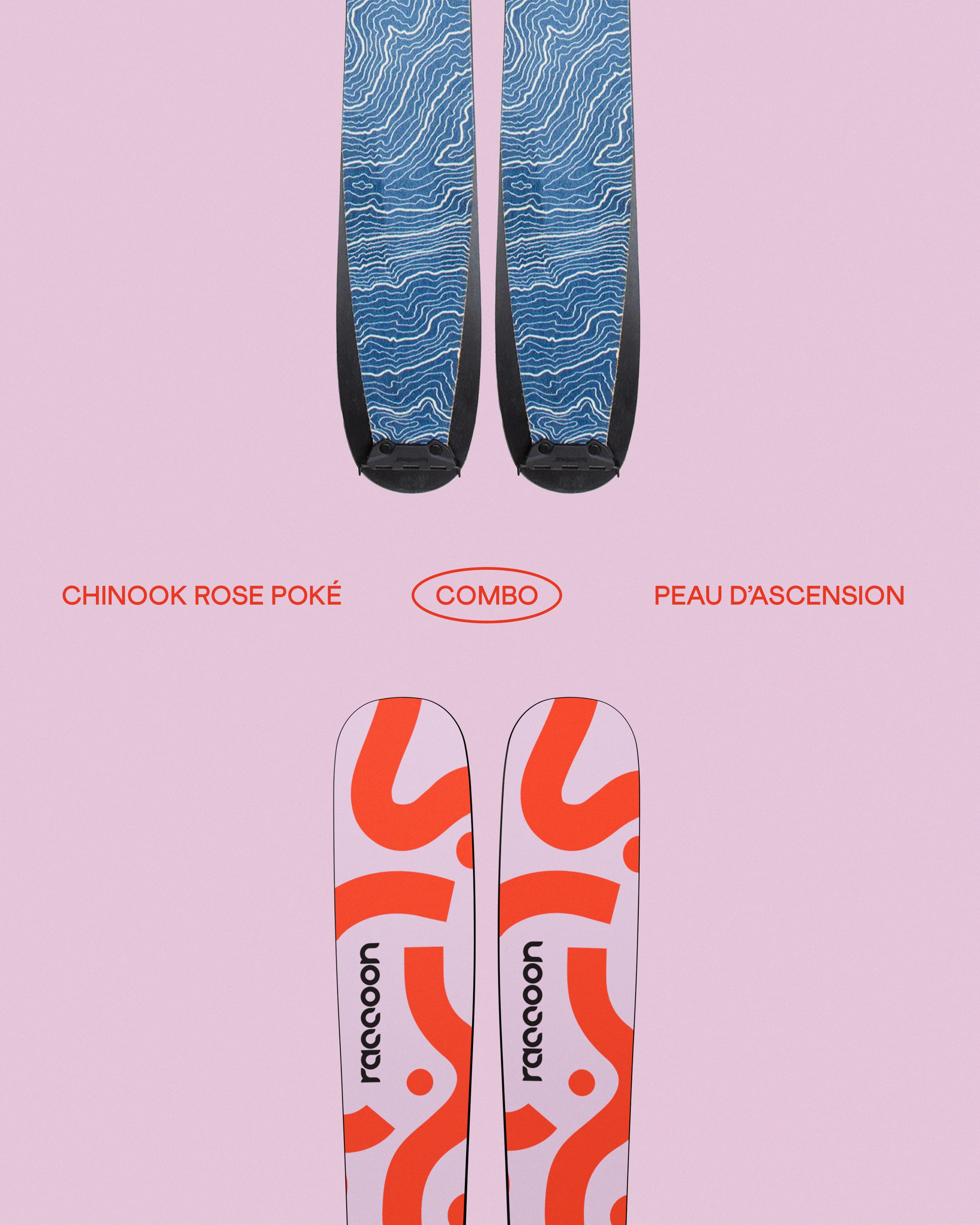 Combo - Chinook Rose Poke + Peaux d'ascension Hybrid Mix 115 mm