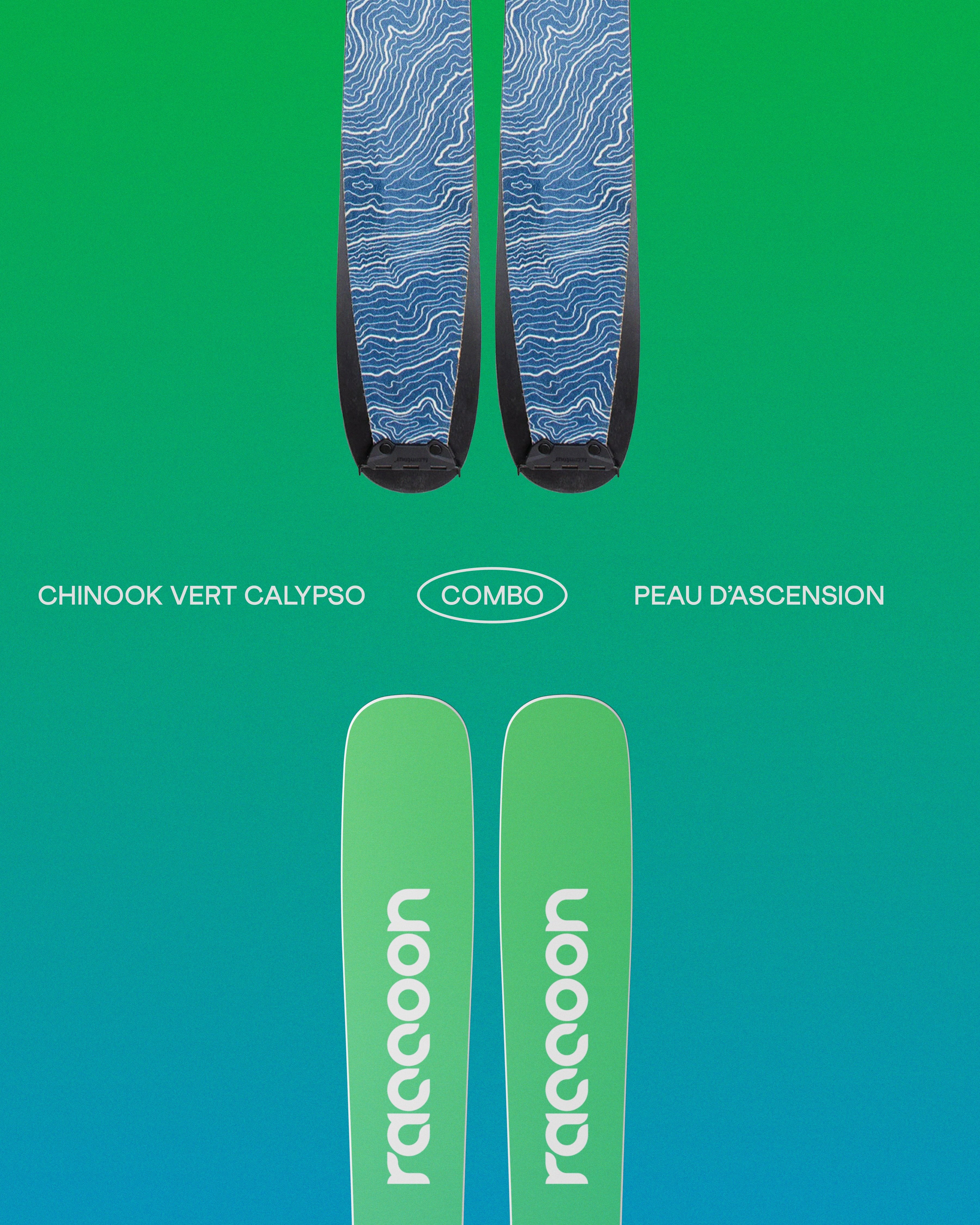 Combo - Calypso Green Chinook + Hybrid Mix 115 mm climbing skins